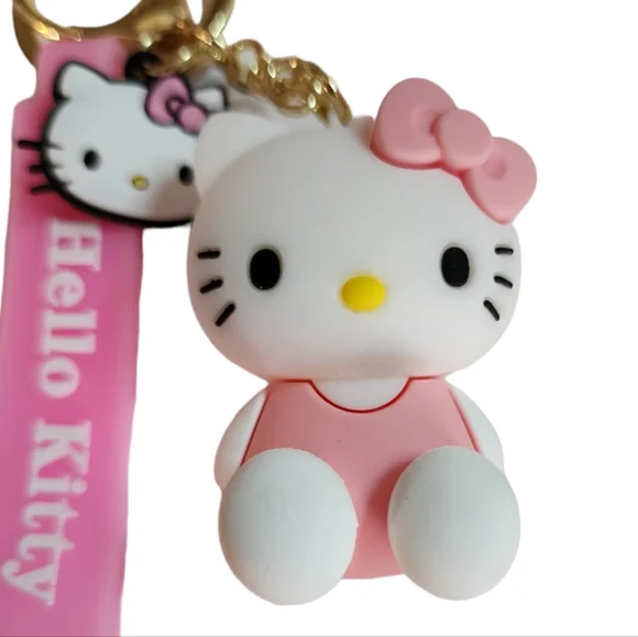 Hello Kitty 3D Keychain Pink Wrist Strap - Picture 2 of 2